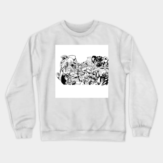 the monsters and the villains ecopop comic book art Crewneck Sweatshirt by jorge_lebeau